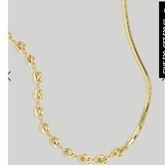 Madewell Necklace Womens 15-18 in Gold Plated Mixed Chain Dressy Fashion Jewelry - Picture 3 of 7